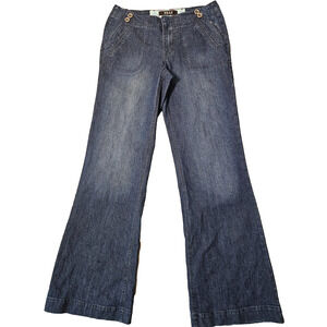 Beau Dawson Modern Trouser Womens Wide Leg Flare Jeans Slash Pockets 8 Tall Long